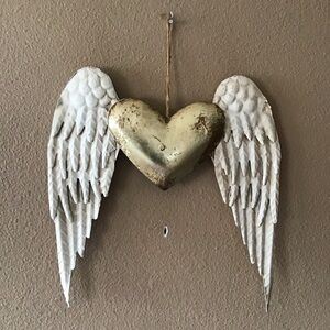 NEW Metal Rustic Heart Wings Wall Decor, Mexico